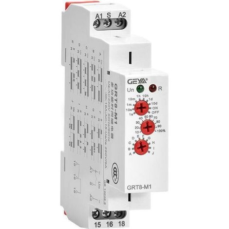 Relais Temporisé 220V Multifonction GRT8-M1 - Relais Temps Cyclique AC230V Rail DIN 35mm, 10 Fonctions Ajustables pour Applications Industrielles (1/4)