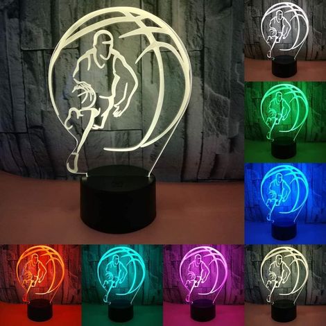 Veilleuse LED 3D Basketball - 7 couleurs changeantes - Décoration pour la maison ou le bureau - Lampe de sommeil - Cadeau idéal pour un anniversaire ou Noël entre amis (1/5)