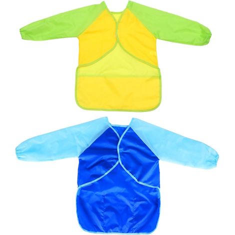 2pièces Tablier Imperméable Pour Garçon Fille De Cuisine Et Peinture Lot Manches Longues Facile à Nettoyer (1/5)