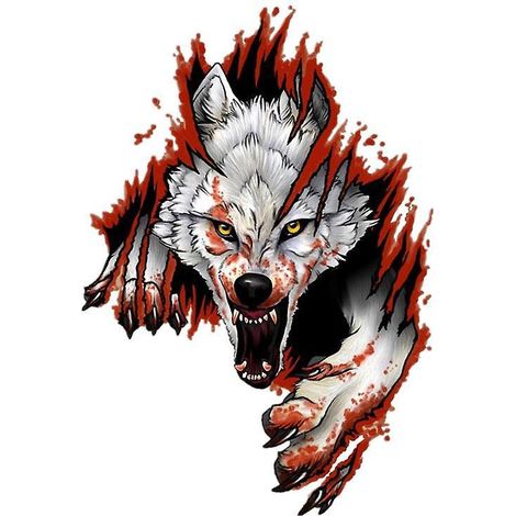 1 autocollant de voiture amusant avec un loup à la chasse (dessin animé) - Décoration (1/5)