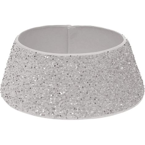 1 Cache-sous-arbre de Noël, tissu non tissé pailleté, diamètre 60 cm, pour décoration intérieure et extérieure (1/5)