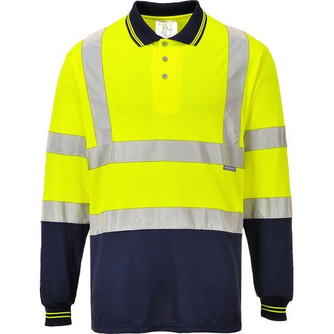 Bicolor Polo Langarm Farbe: Gelb/Navy Größe L - Portwest