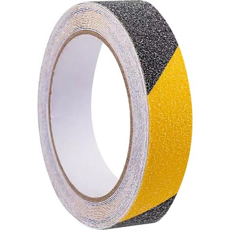 1 rouleaux 25mmx5m Bande Antidérapante adhésive,bande antiderapante exterieur,pour Les escalier et Les marches pour Intérieur Extérieur,Adhère à toutes les surfaces(Noir Jaune) (1/5)