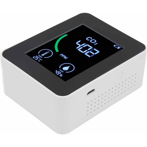ZN-2CO1TB Moniteur de qualité de l'air 3 en 1, stockage de données Bluetooth, détecteur de CO2 portable intelligent et de haute précision, blanc