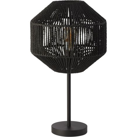 Suspension, 1 lumiere, corde, noir mat (1/3)