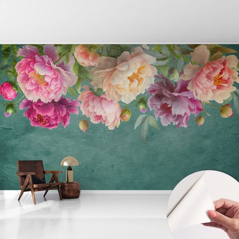 Carta da parati autoadesiva - fotomurale - decorazione parete - stile elegante - decorazione casa - Eleganza floreale 416x254 cm (1/5)