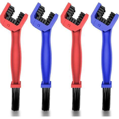 4-Piece Motorcycle/Bicycle Chain Brush Set, Double-Sided Cleaning Kit, Transmission Maintenance Accessory, Red/Blue