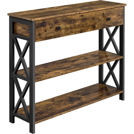 Yaheetech Tavolo Consolle da Ingresso Tavolino con 2 Cassetti Mobiletto da Soggiorno Tavolino Corridoio 30 x 80 x 100 cm Marrone Rustico (1/5)