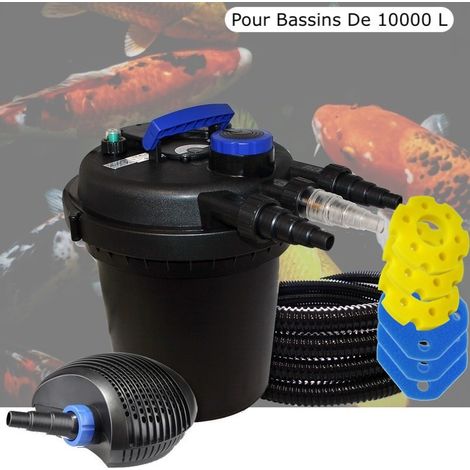 Kit Filtre Pression, 11W,Bassins De 10000 L + Éponges de rechange, Pompe 6000 L/h (1/5)
