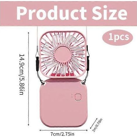 Mini ventilateur portable, ventilateur portable rechargeable par USB, ventilateur électrique pliable à 3 vitesses, mini ventilateur de bureau personnel (rose)