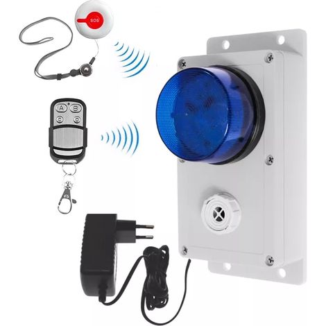 Alarme panique sans fil magasin/bureaux/entreprise - flash & sirène multi tonalités (gamme KP) (1/5)