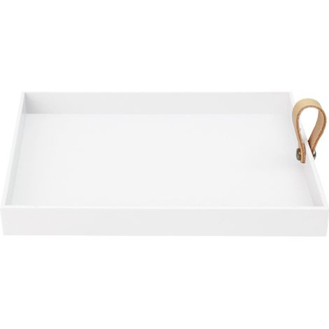 Plateau De Rangement Pour Cosmétiques - En Bois MDF Avec Poignée En Cuir PU - Pour Salle De Bain Bureau Ou Dressing - 1 Pièce (1/5)