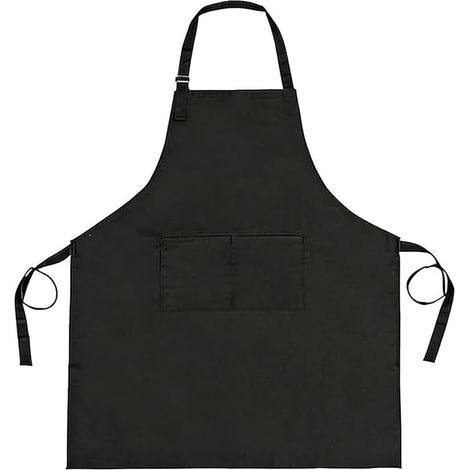 Tablier Cuisine Homme et Femme en Coton Noir, Veste de Cuisine avec Poches, Tenue de Cuisine Homme pour Restaurant, Barbecue et Peinture, Tablier de Cuisine Femme Réglable (1/5)