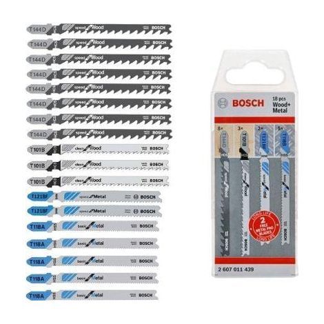 Bosch Ensemble de lames de scie 18 pièces métalliques 90 mm