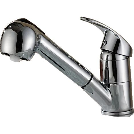 Rubinetto da cucina con doccetta estraibile, design monocomando, cromato. (1/2)