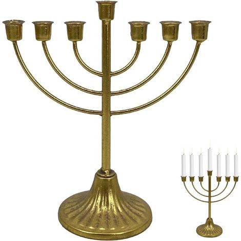 Menorah 7 Heads Hand Polished Gift Candle Holder for C (1/5)