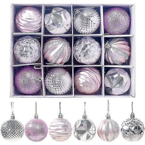Boules de Noël (12 pièces) - Décorations pour sapin de Noël - Rose