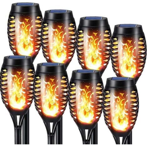 Lumières Flamme Solaire Exterieure - 8 Pack Etanche Lampe Torche Solaire, Lampe Solaire Flamme Vacillante pour Décor, Jardin, Patio, Chemins, Pelouse (1/4)