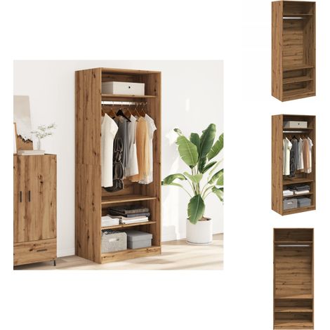 Kleiderschrank Artisan-Eiche 80x50x200 cm Holzwerkstoff - Schrank - Kleiderschrank - Holzkasten - Aufbewahrungsschrank - Kommode (1/5)