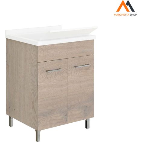 MOBILE LAVATOIO A DUE ANTE cm 58,2 x 50 x h.83,5 - noce amer