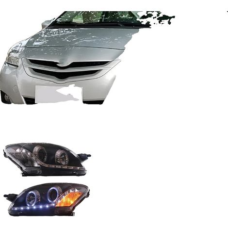Gruppo ottico anteriore, compatibile con Toyota Vios, design con lente a proiettore, costruzione resistente, un set di fari (1/2)