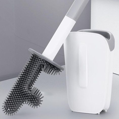 Brosse WC cactus silicone long manche support flexible antidérapante forme F nettoyage optimal cuvette sans recoins inaccessibles (1/5)
