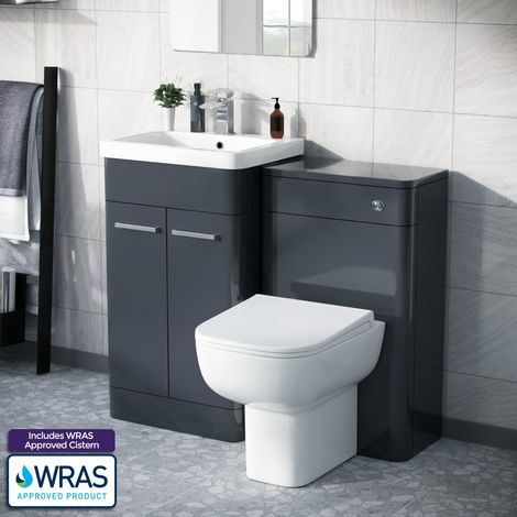 Afern 500mm Vanity Basin Unit, WC Unit & Debra Back to Wall Toilet Anthracite (1/5)