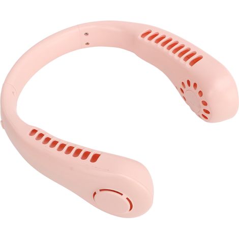 Ventilateur de cou portable rechargeable par USB, confortable et sans pales, idéal pour les voyages d'été en plein air (rose). (1/5)