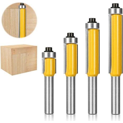 4 Pcs 8mm Tige Fraise a Copier, Fraise Defonceuse avec Roulement Supérieur, Fraisage de Menuiserie, Per Menuiserie Bricolage de Coupe Garniture Affleurante (4)