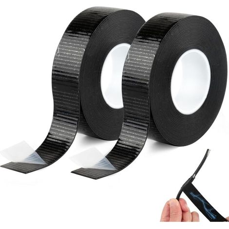 Rollen selbstklebendes Isolierband – 10 m x 23 mm x 0,8 mm – wasserdicht – schwarz – selbstklebendes Klebeband – Vulkanisierband – zum Isolieren, Reparieren und Bündeln