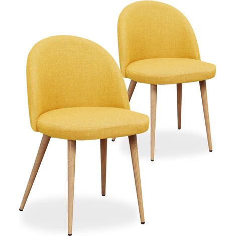 Lot de 2 chaises scandinaves Cecilia tissu Jaune