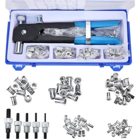 Riveter Nut Pliers Kit, Blind Nut Pliers, 86pcs Nut M3 M4 M5 M6 M8 and Pliers, Crimping Pliers Threaded Insert Set (1/5)