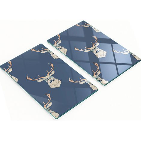 Dekorative Schneidebretter aus gehärtetem Glas, Hipster-Hirschmotiv, 2 x 30 x 52 cm (1/5)