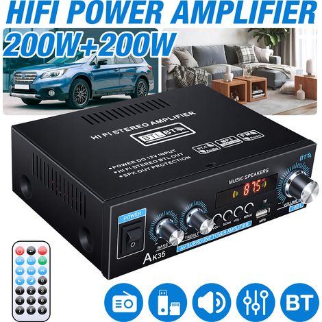 2-Channel HiFi Bluetooth Stereo Amplifier, 30W+30W RMS, USB FM Audio Receiver for Home Car with Remote (1/5)