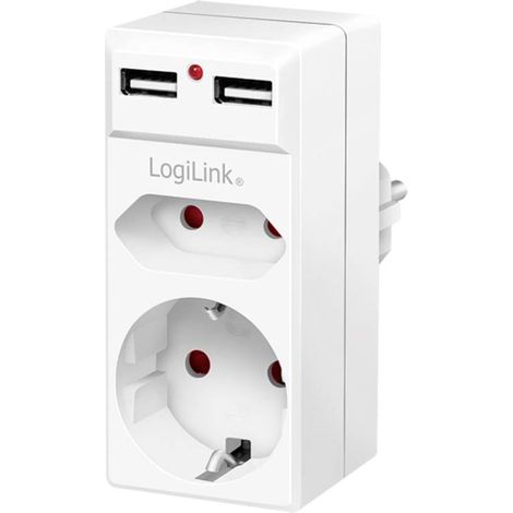 LogiLink PA0276 Presa di collegamento con uscita di ricarica USB, Protezione per i bambini, Protezione da sovratensioni (1/5)