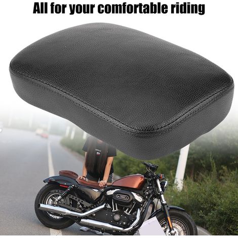 Selle passager arrière moto noire 6 ventouses pour bobber chopper, accessoire custom robuste (1/5)