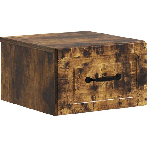 Wall-Mounted Bedside Cabinet Smoked Oak 34.5 x 33 x 20 cm vidaXL