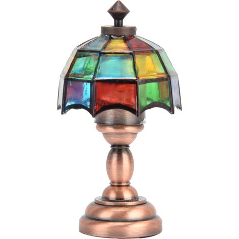 Lampe de Bureau LED Sans Fil Miniature 1:12 pour Maison de Poupée avec Abat-Jour Coloré