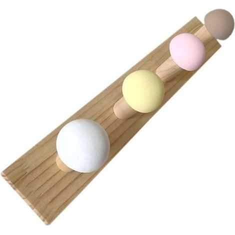 Wooden closet hooks, 4 efficient space-saving hangers for coats, hats, and scarves.