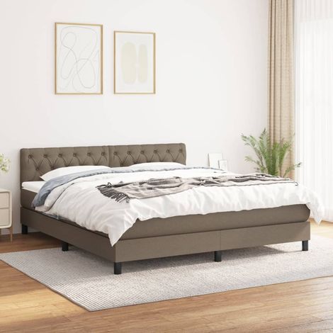 Lit à sommier tapissier avec matelas Lit Adulte Meuble de Chambre à Coucher Taupe 160x200 cm Tissu XZZZ966360 (1/5)