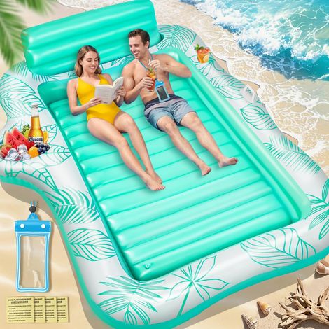 Double Piscine de Bronzage Gonflable, 230180 cm Matelas Gonflable Bronzage Tanning Pool avec Bac à Glaçons (1/5)