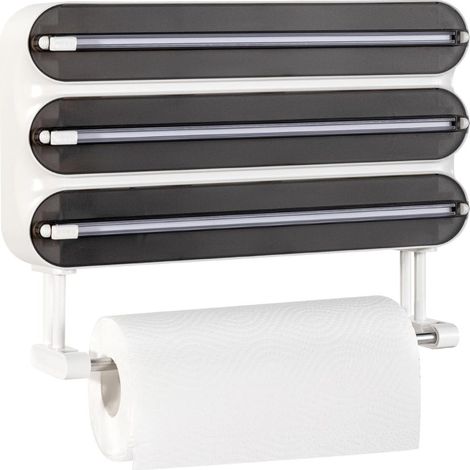 Beyamis Étagère cuisine 4 en 1 – magnétique sans perçage, coupe-film, rouleau 30cm (1/5)