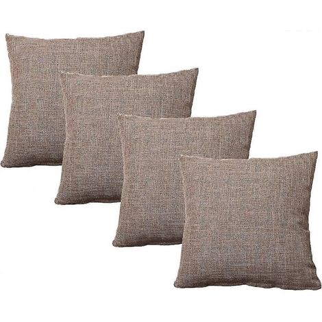 Lot de 4 housses de coussin carrées en toile de jute, fermeture éclair invisible, pour canapé, lit, voiture ou bureau (A98-1840) (1/5)