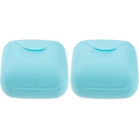 Lot de 2 Boîtes de Rangement pour Plastique Solide Compactes et Portables Organiseurs Anti-Poussière Bleu Adaptées Transport Stockage Hygiénique (1/5)