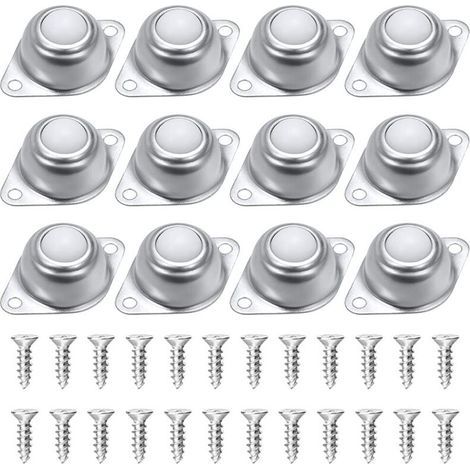 Roulettes à billes pour meubles – Lot de 12 rouleaux en nylon et acier inoxydable avec 24 vis incluses – Pour chariots, fauteuils roulants et tiroirs (1/2)