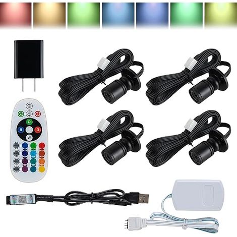 spots encastrés LED Mini Spot, 1W, 180°, pour une utilisation intérieure avec télécommande Bluetooth, spots LED RGB en aluminium, éclairage de tableaux pour couloirs, magasins, vitrines à bijoux (1/5)