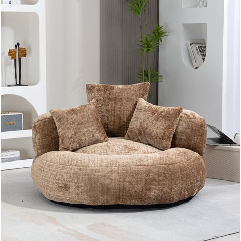 Sillón relax 108x108x52 cm de tela chenilla café, sin montaje FloraGrace (1/5)