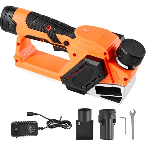 Mophorn Cepilladora inalámbrica con velocidad de 14500 RPM, batería de litio de 2 Ah y 12 V, motor sin escobillas, profundidad de corte ajustable, equipada con 2 cuchillas