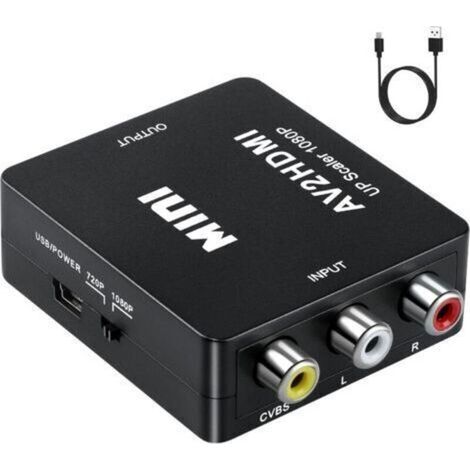 Adaptateur RCA vers HDMI, convertisseur audio et vidéo AV vers HDMI prenant en charge 1080P avec cordon d'alimentation USB pour PS2 Gamecube VHS caméra ordinateur portable DVD STB (1/5)