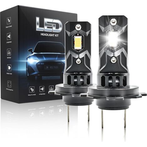 H7 LED, 50000LM 6500K Cool White, 12V H7 LED Car Headlight Bulb with Fan, 900% Brightness, 1:1 Mini Size, Halogen Replacements, Plug-N-Play, 2 Pieces (1/5)